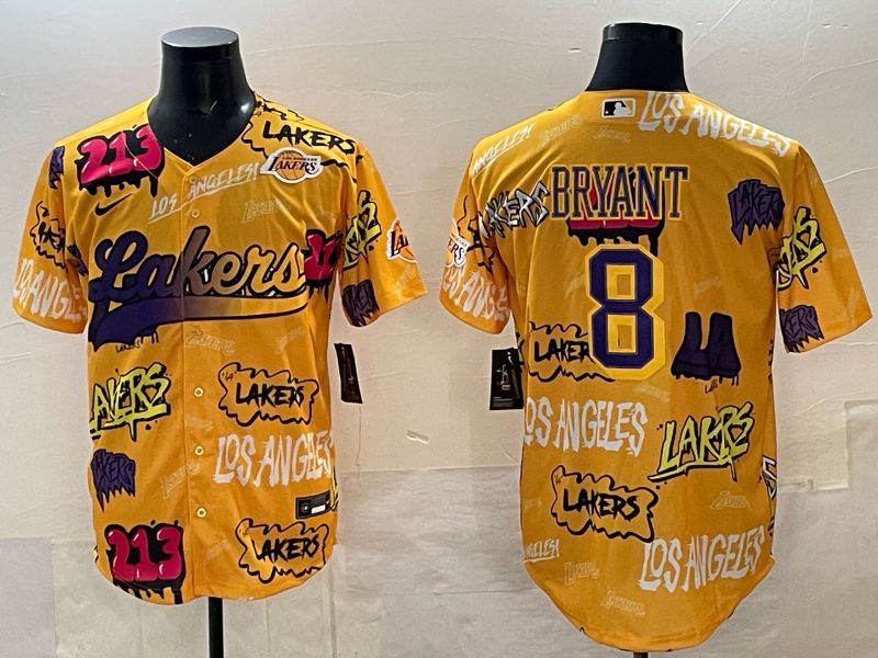 Men Los Angeles Lakers Nike #8 Bryant yellow NBA 2025 Jersey style 01